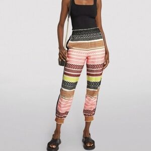 alice + olivia Courtney Pants Jogger Embroidered Cotton High Waist Multi M NWT